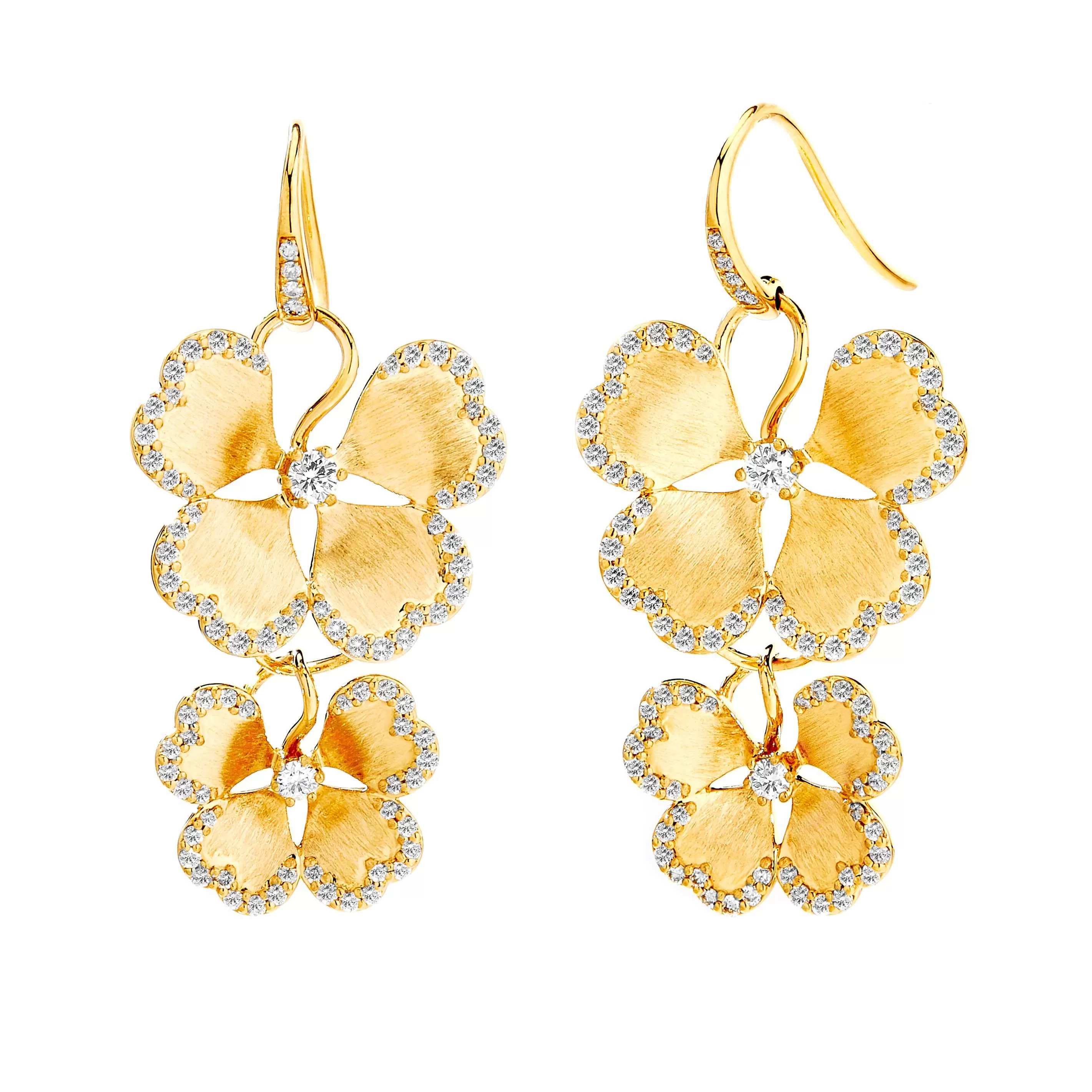 Jardin Satin Flower Double Drop Earrings