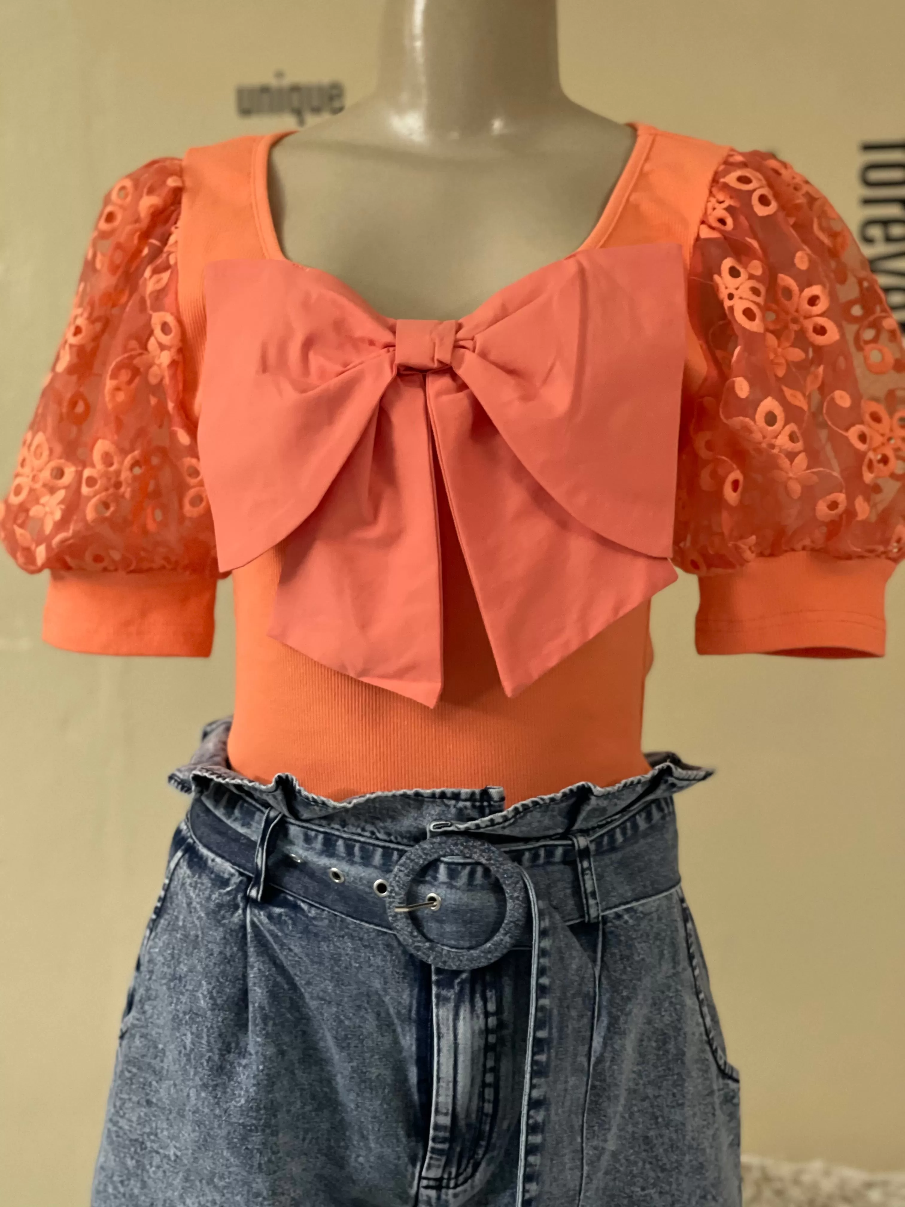 JJ1245 Front ribbon Orange top