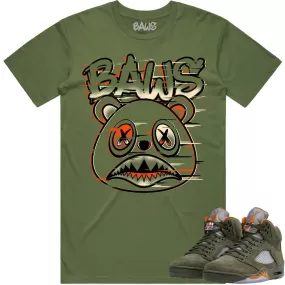 Jordan 5 Olive 5s Shirt to Match - CELADON GLITCH BAWS BEAR