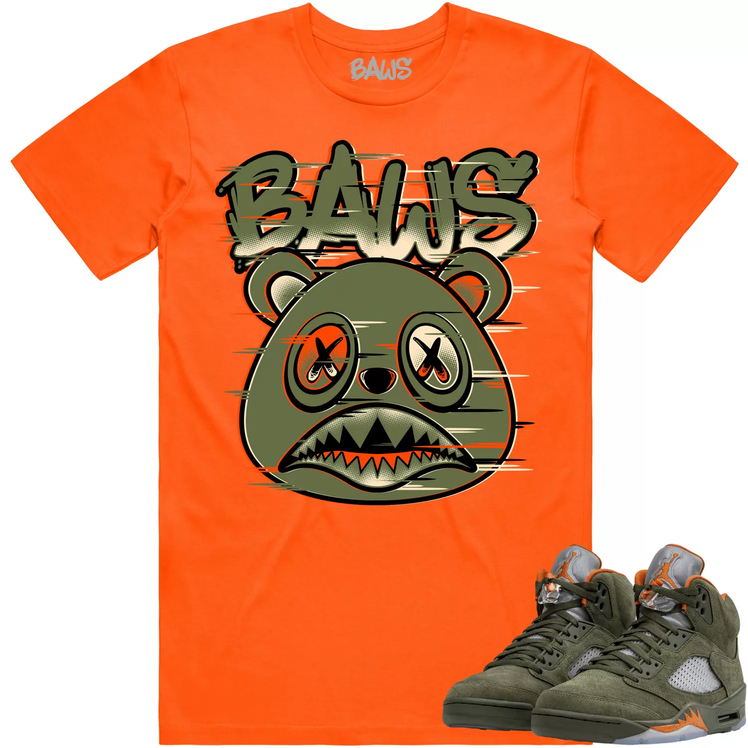 Jordan 5 Olive 5s Shirt to Match - CELADON GLITCH BAWS BEAR