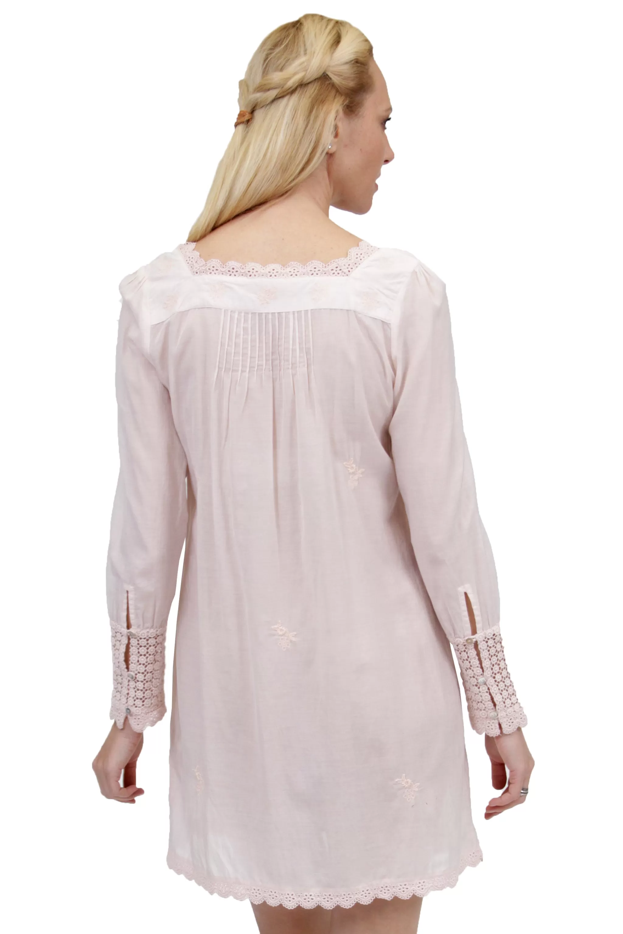 La Cera Long Sleeve Lace Yoke Top