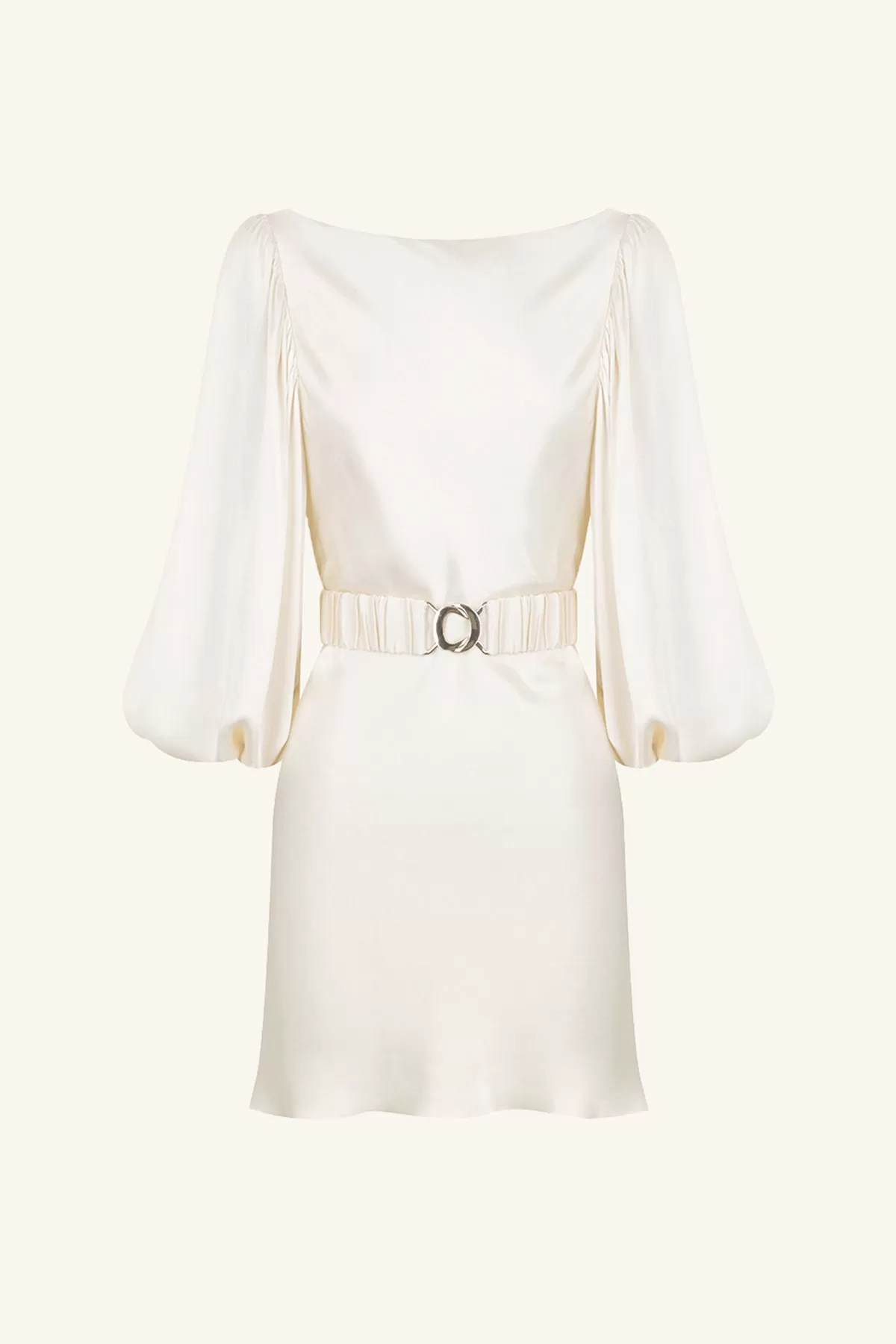 LA LUNE BALLOON SLEEVE MINI DRESS WITH BELT - CREAM