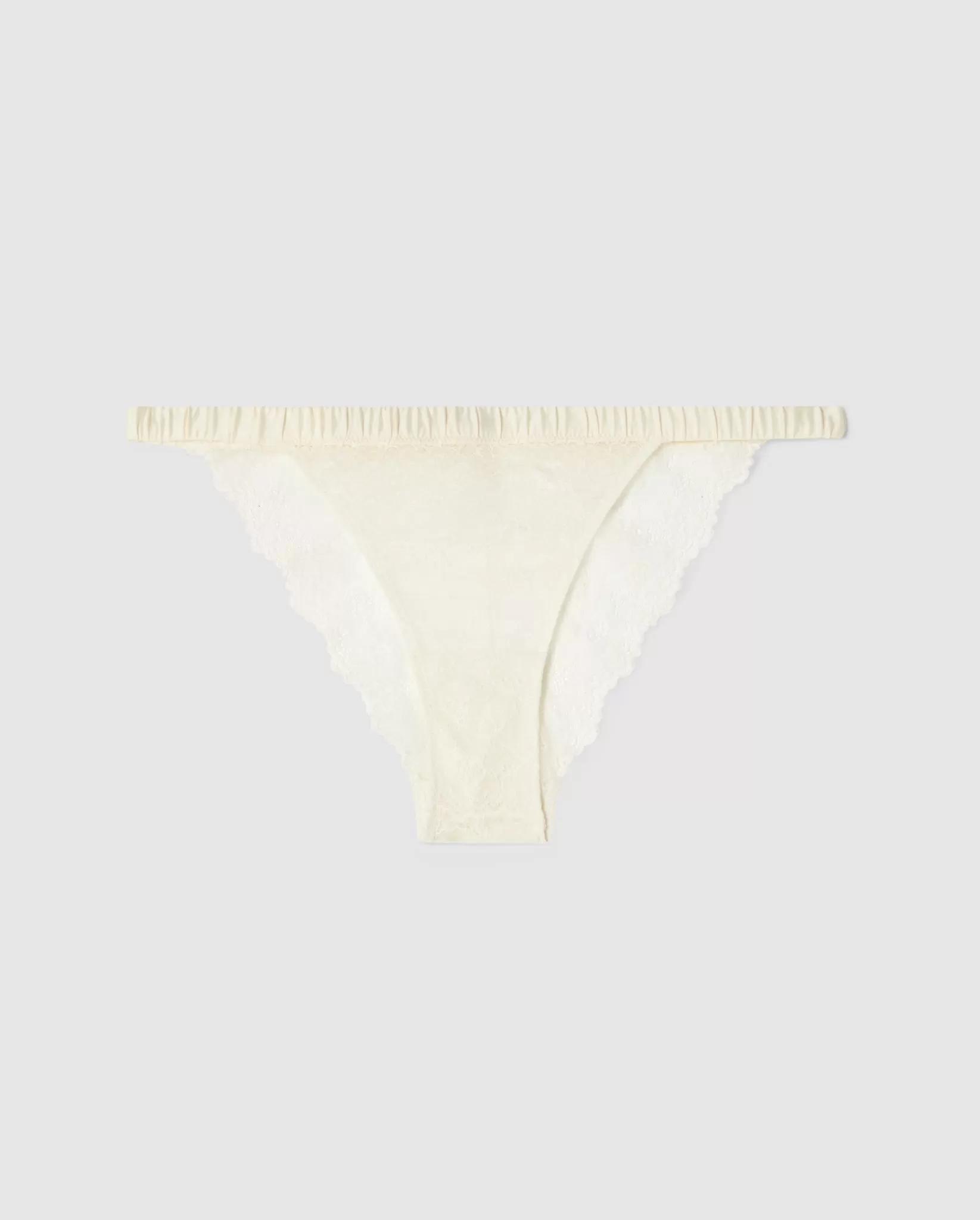 Lace Satin Bikini Tanga Cream