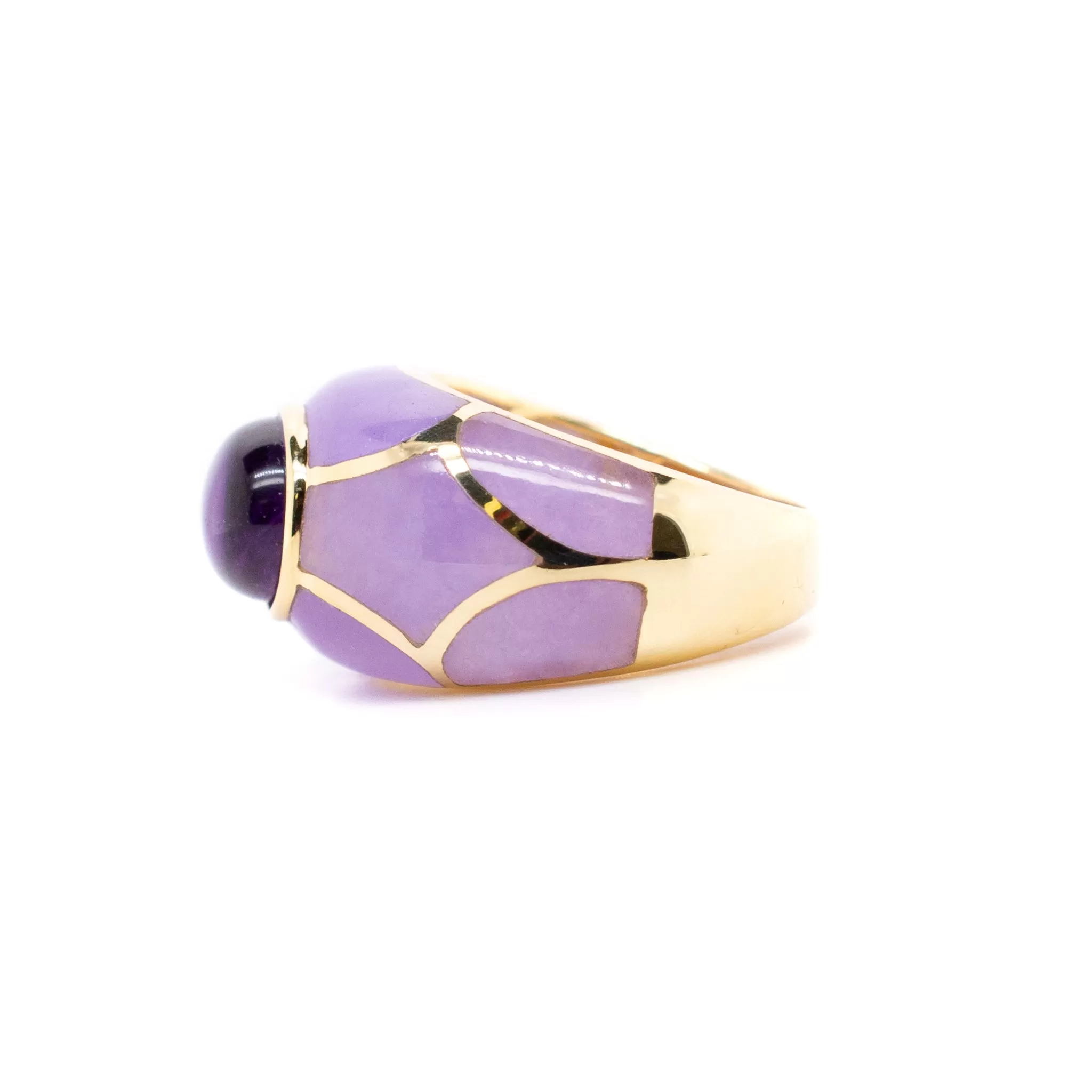 Ladies 14K Yellow Gold Amethyst Cocktail Ring