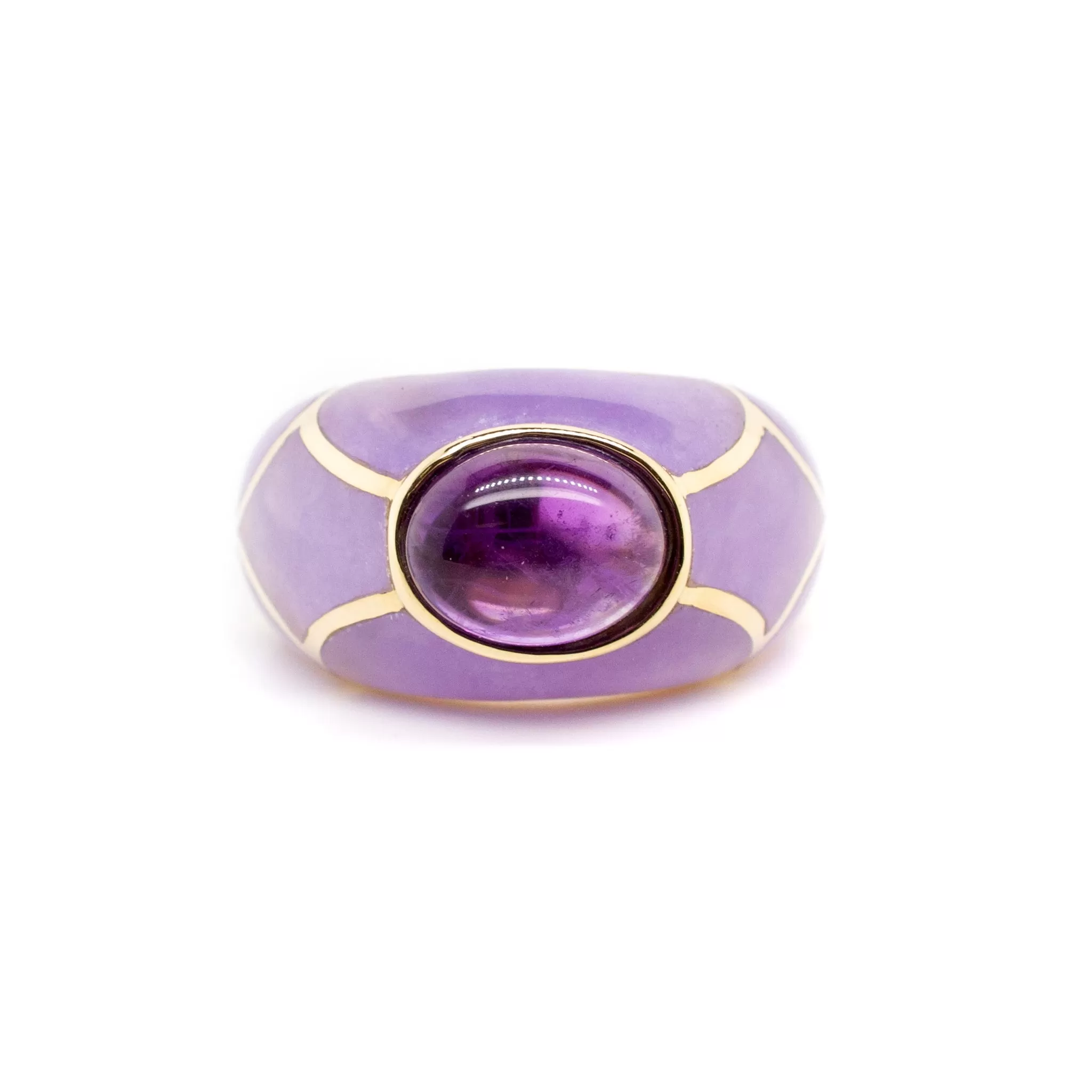 Ladies 14K Yellow Gold Amethyst Cocktail Ring