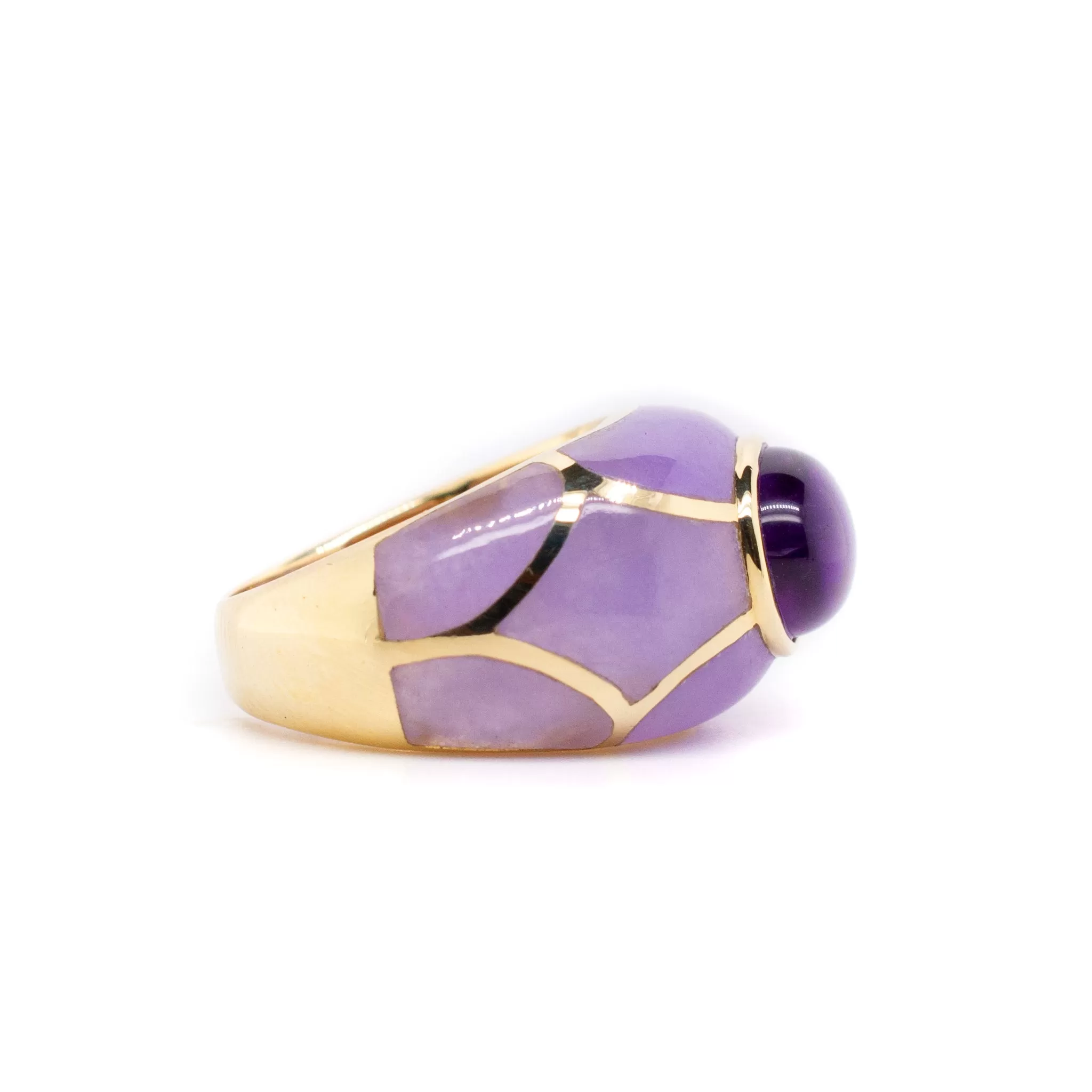 Ladies 14K Yellow Gold Amethyst Cocktail Ring