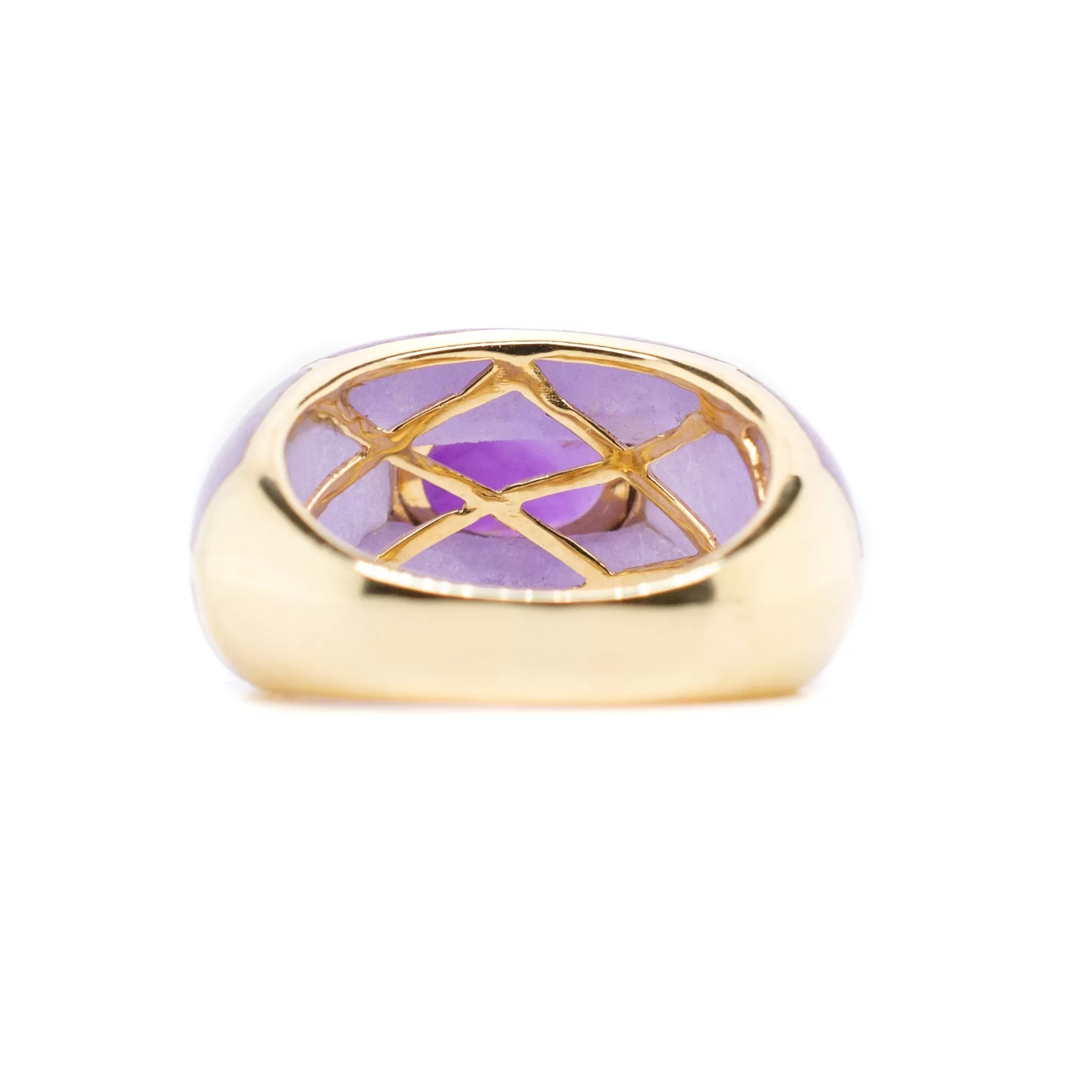 Ladies 14K Yellow Gold Amethyst Cocktail Ring