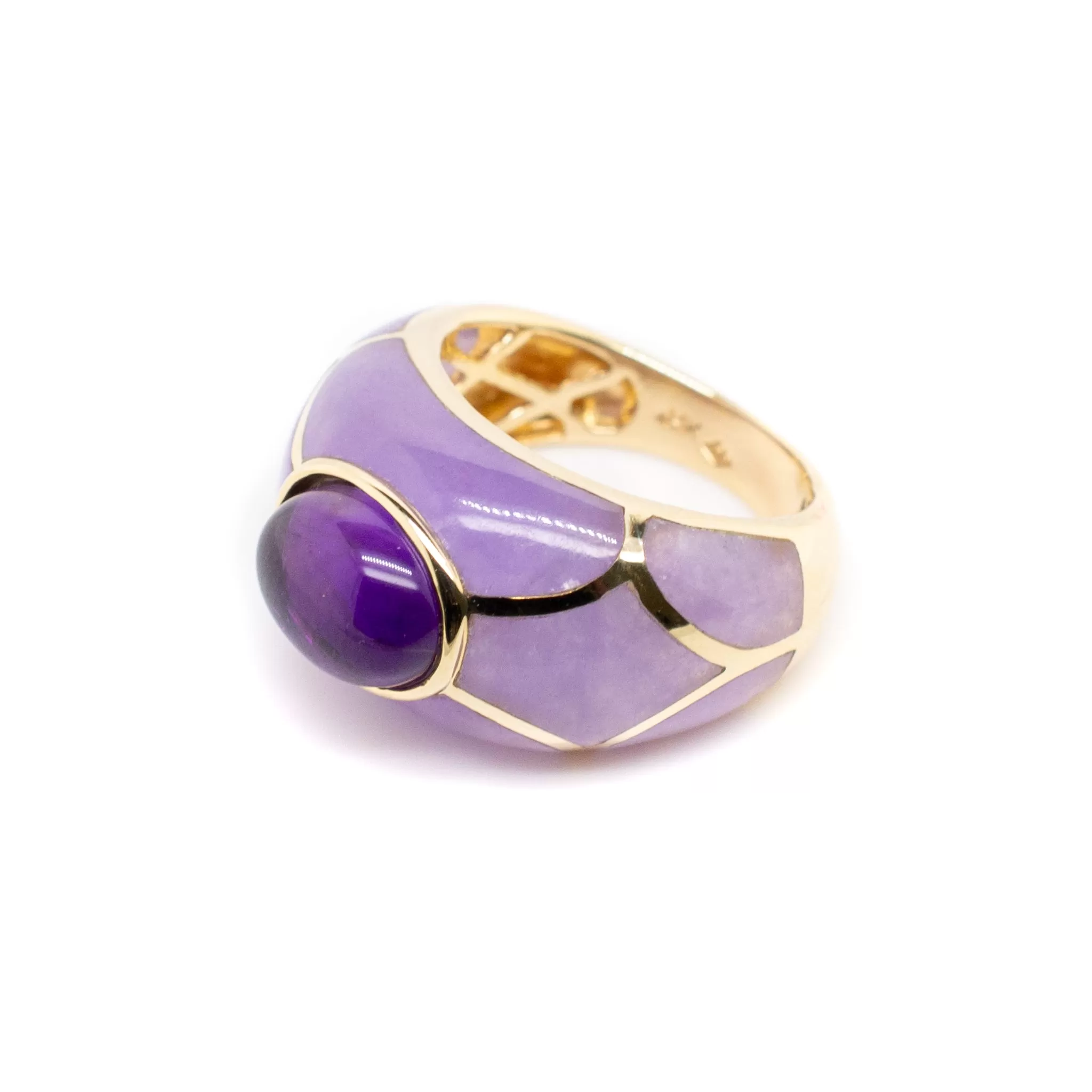 Ladies 14K Yellow Gold Amethyst Cocktail Ring