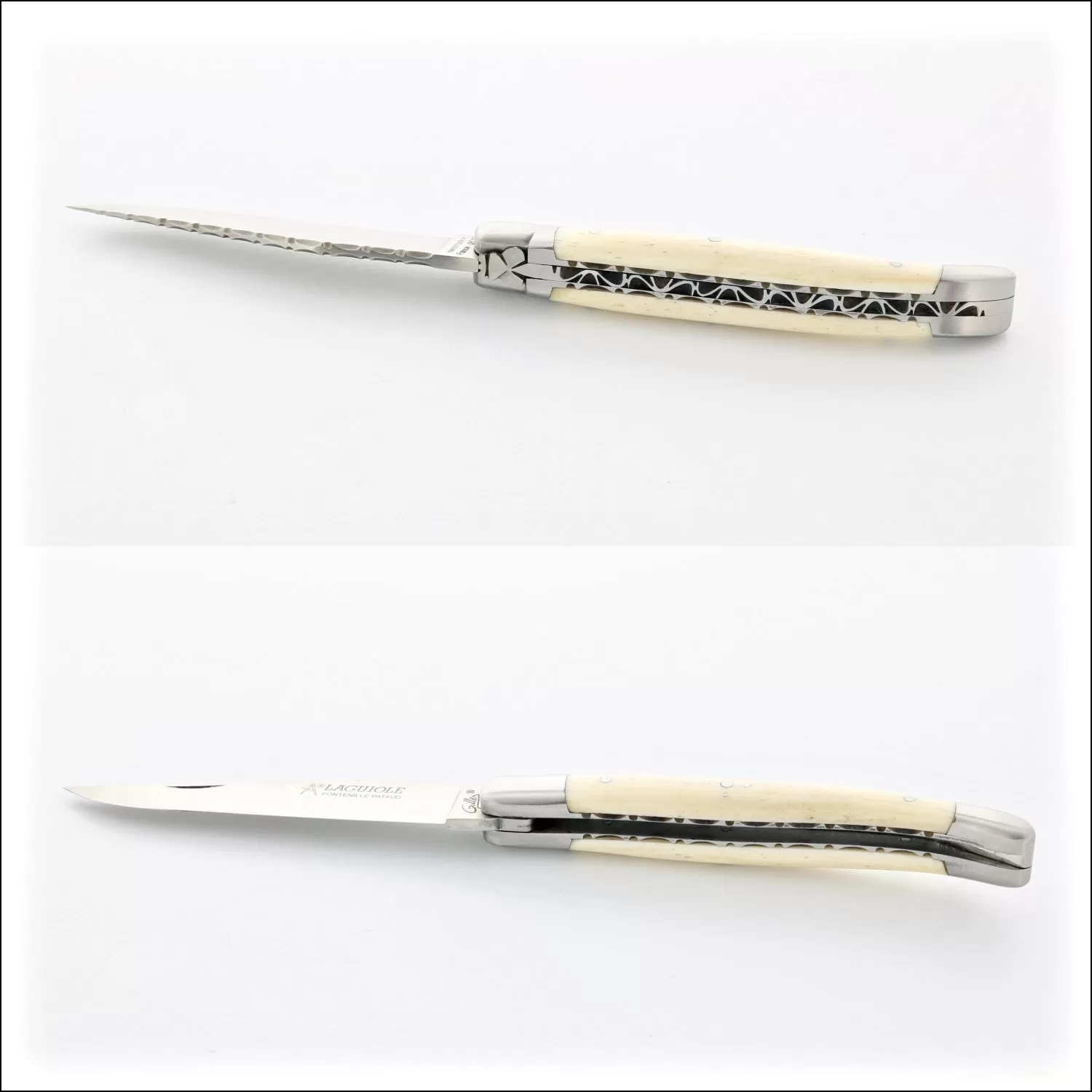 Laguiole Traditional Knife 11 cm Guilloche Cattle Bone