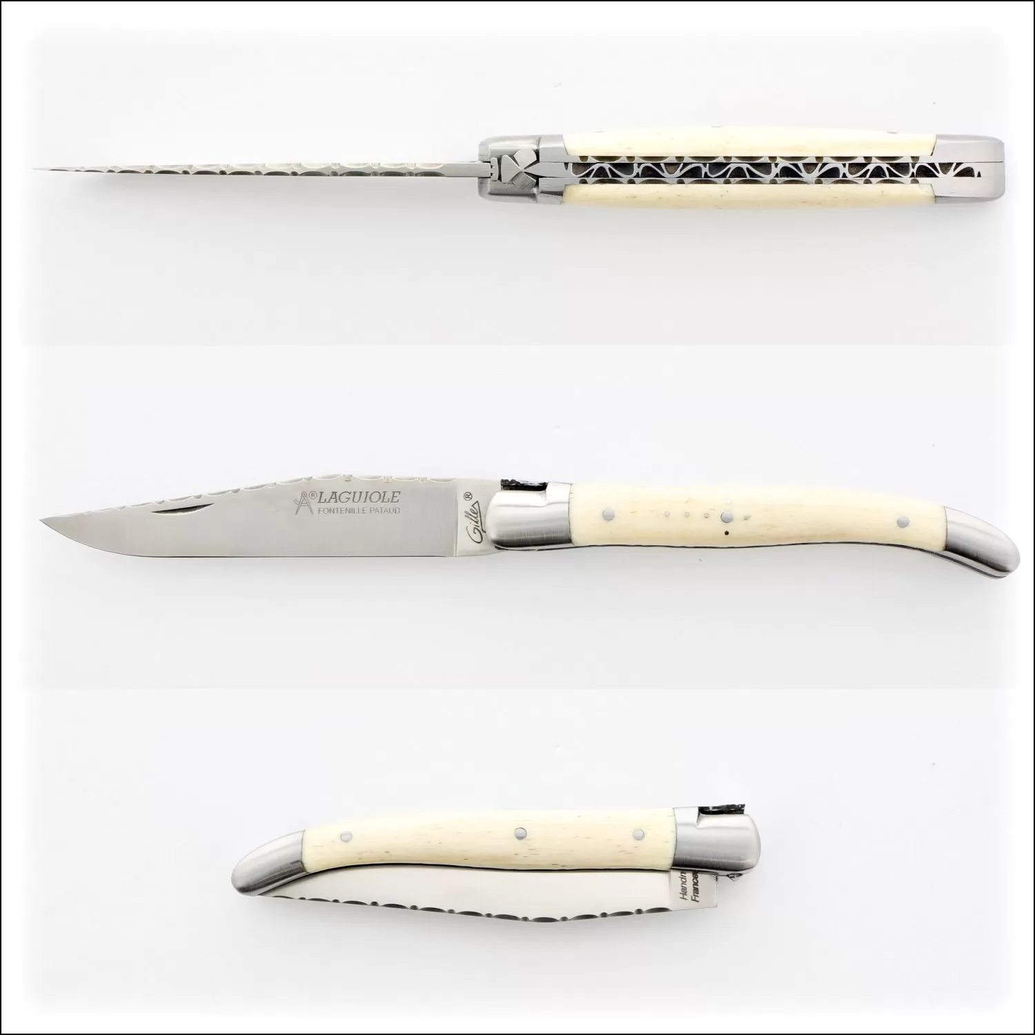 Laguiole Traditional Knife 11 cm Guilloche Cattle Bone