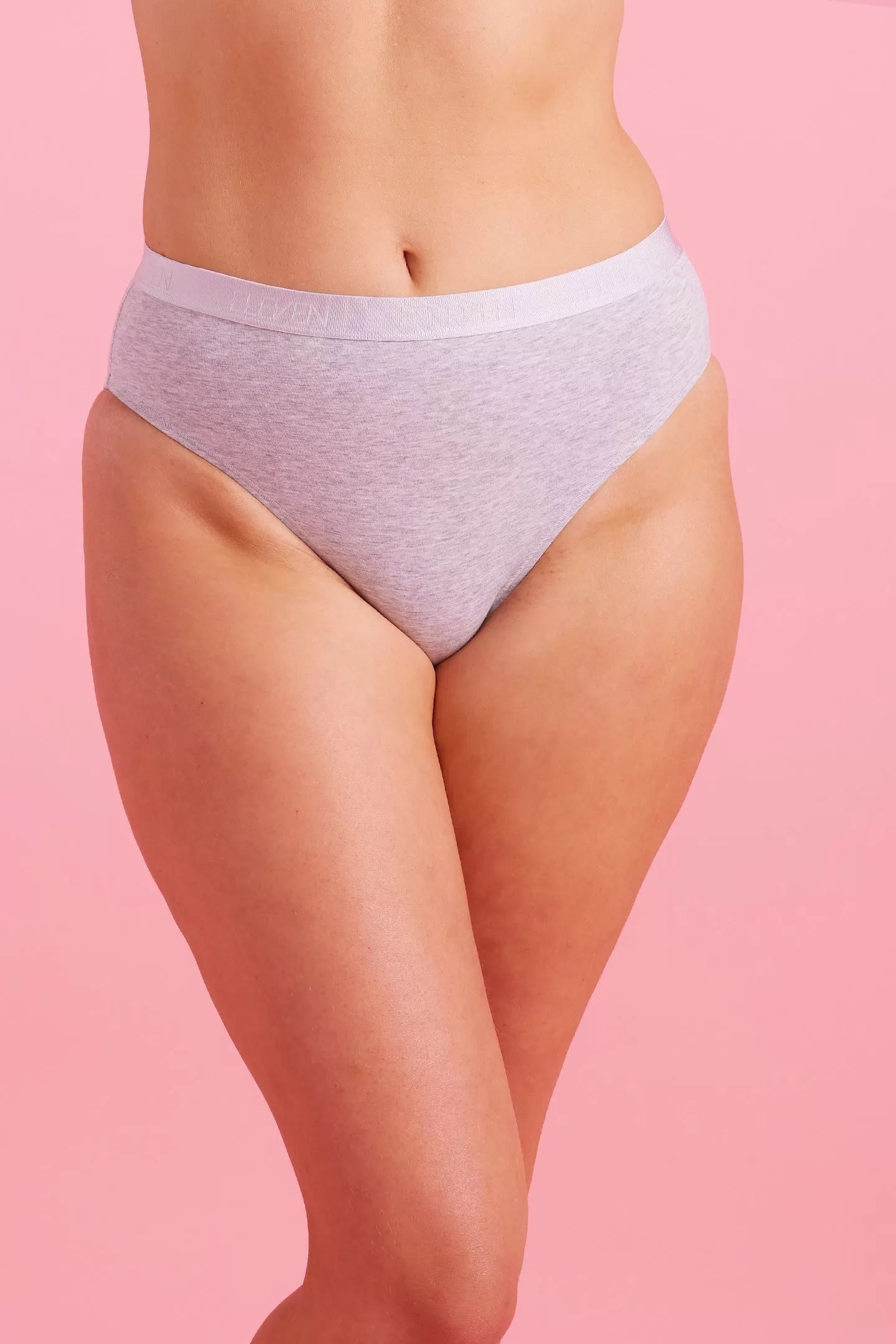 Lily Cotton High Leg Bikini Knicker Grey