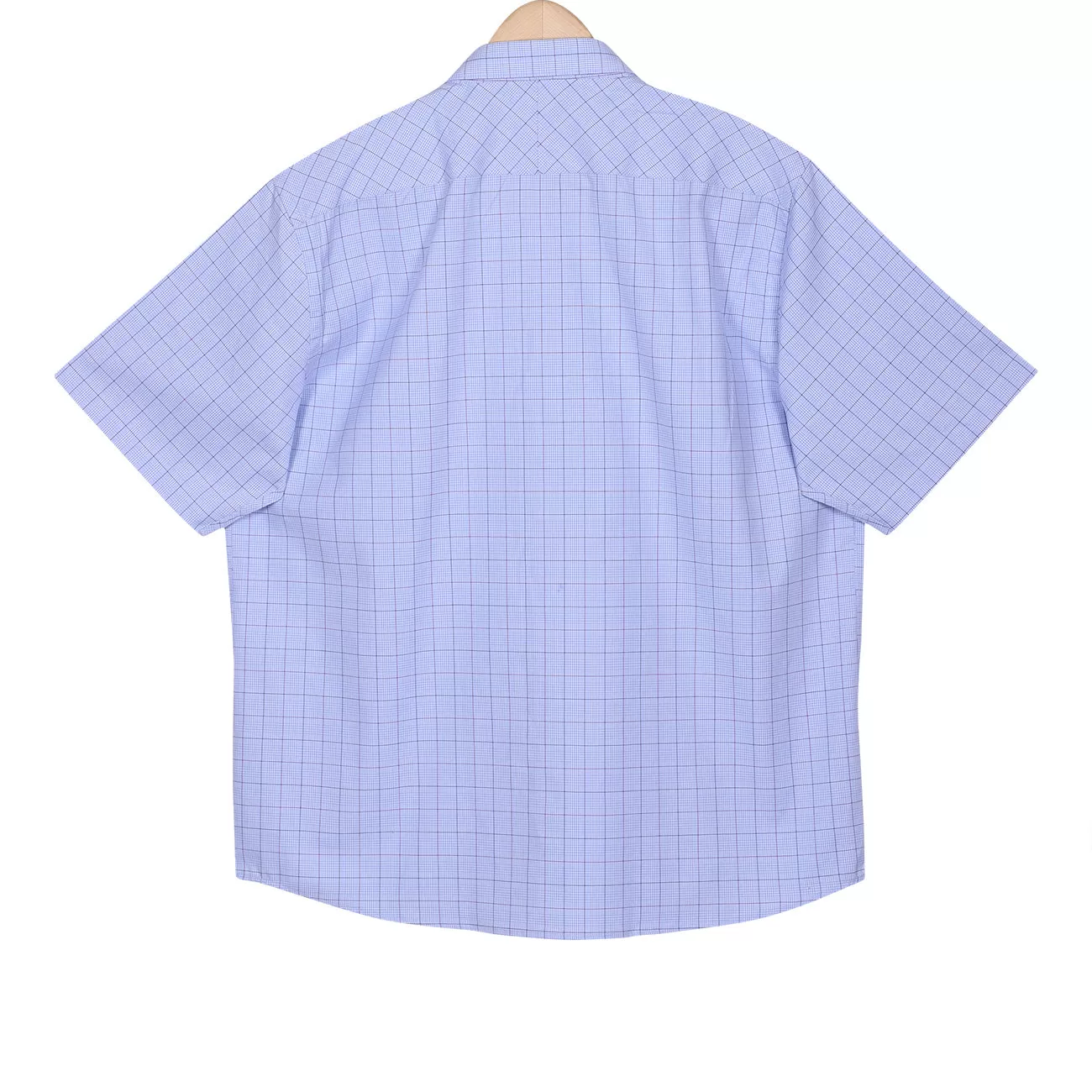 Luthai Capetown Blue Glen Plaid Checks Half Sleeve 2 Ply Giza Cotton Shirt