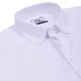 Luthai Ice Crush White Herringbone Button Down 2 Ply Premium Giza Cotton Shirt