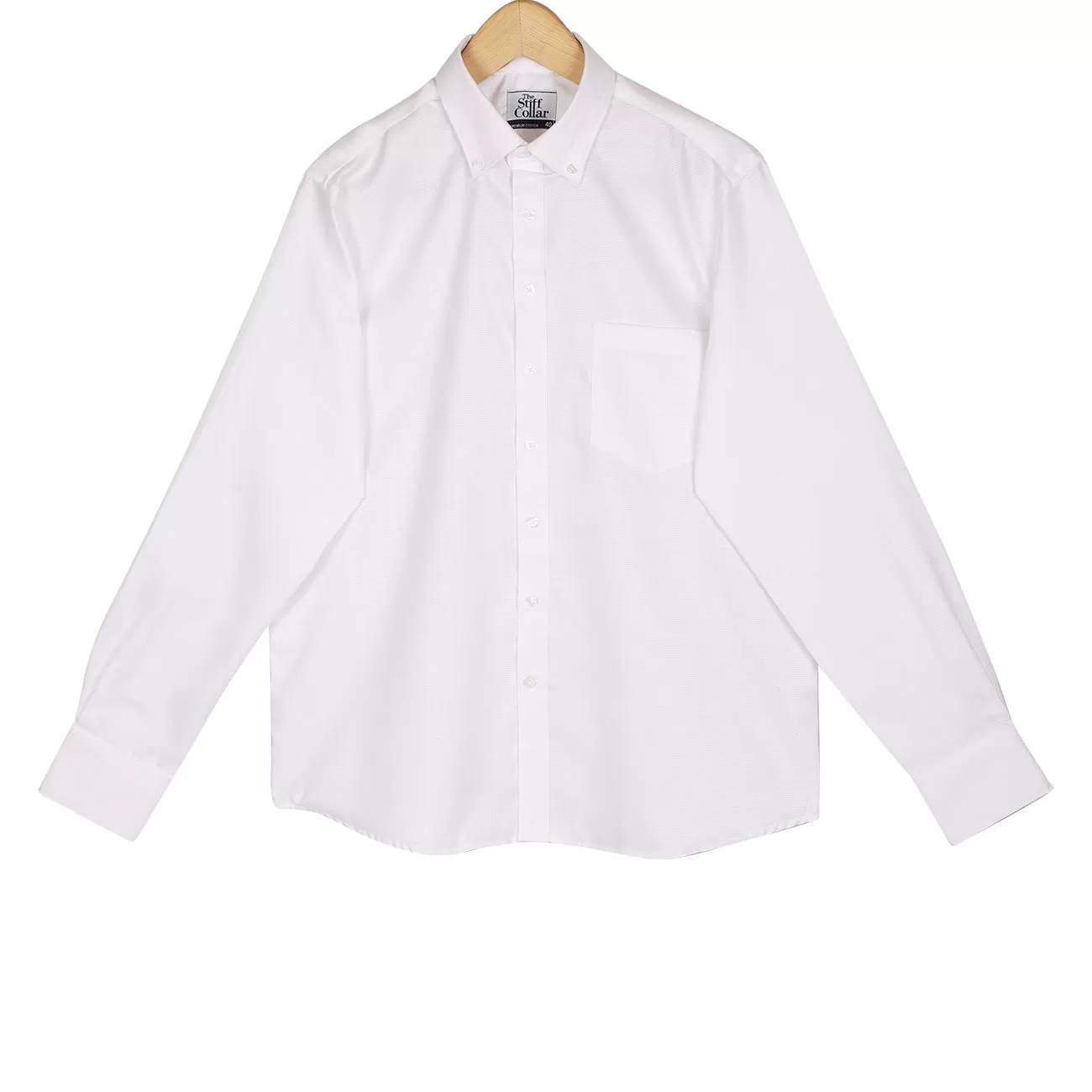 Luthai Madrid White Dobby Button Down 2 Ply Premium Giza Cotton Shirt