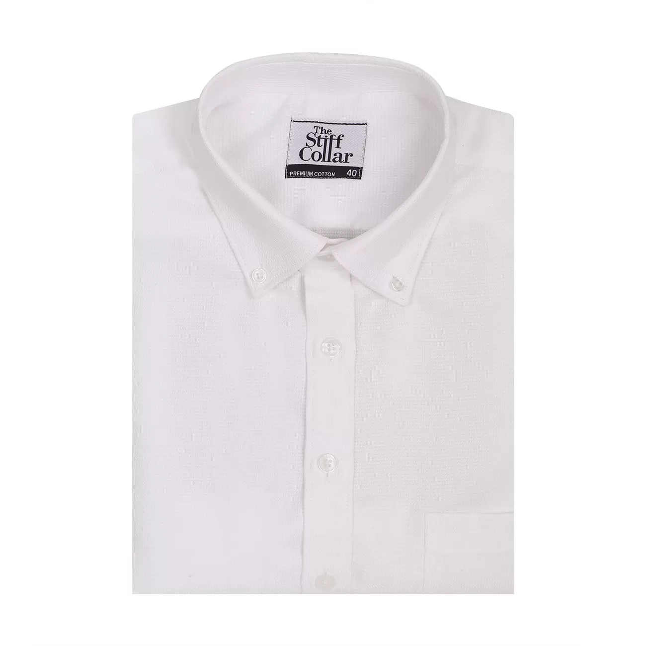 Luthai Madrid White Dobby Button Down 2 Ply Premium Giza Cotton Shirt