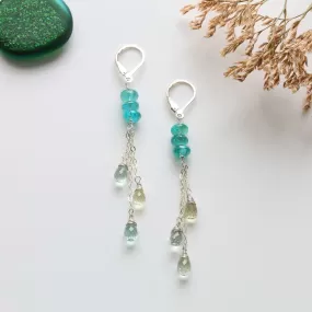 Lysfjord - Apatite, Aquamarine and Heliodor Drop Earrings