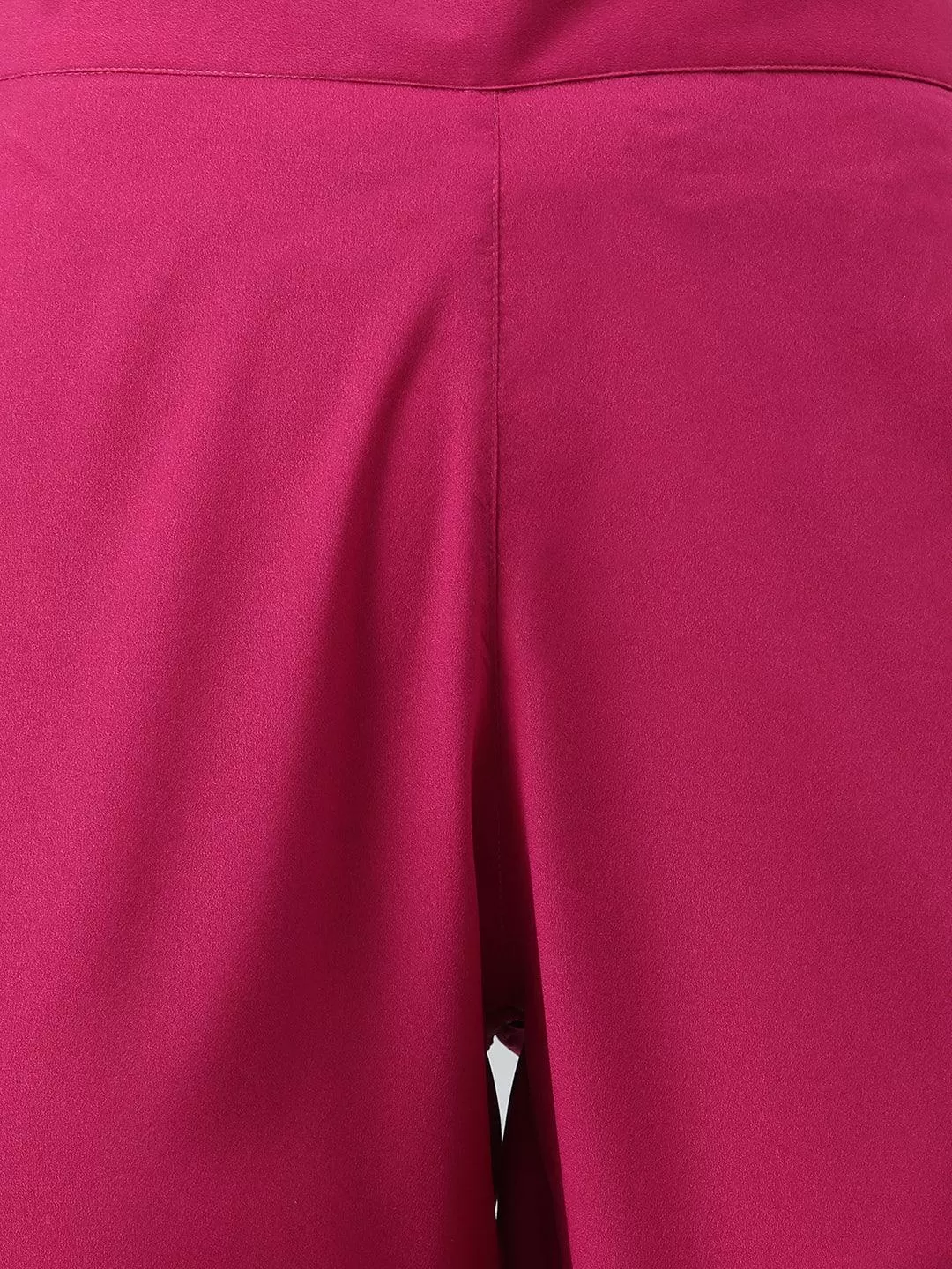 Magenta Poly Crepe Solid Kurta with Pant