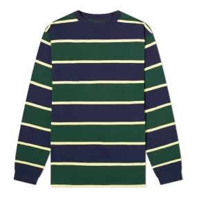 MANASTASH Aberdeen Rugger Long Sleeve Rugby Stripe T-Shirt Navy Green