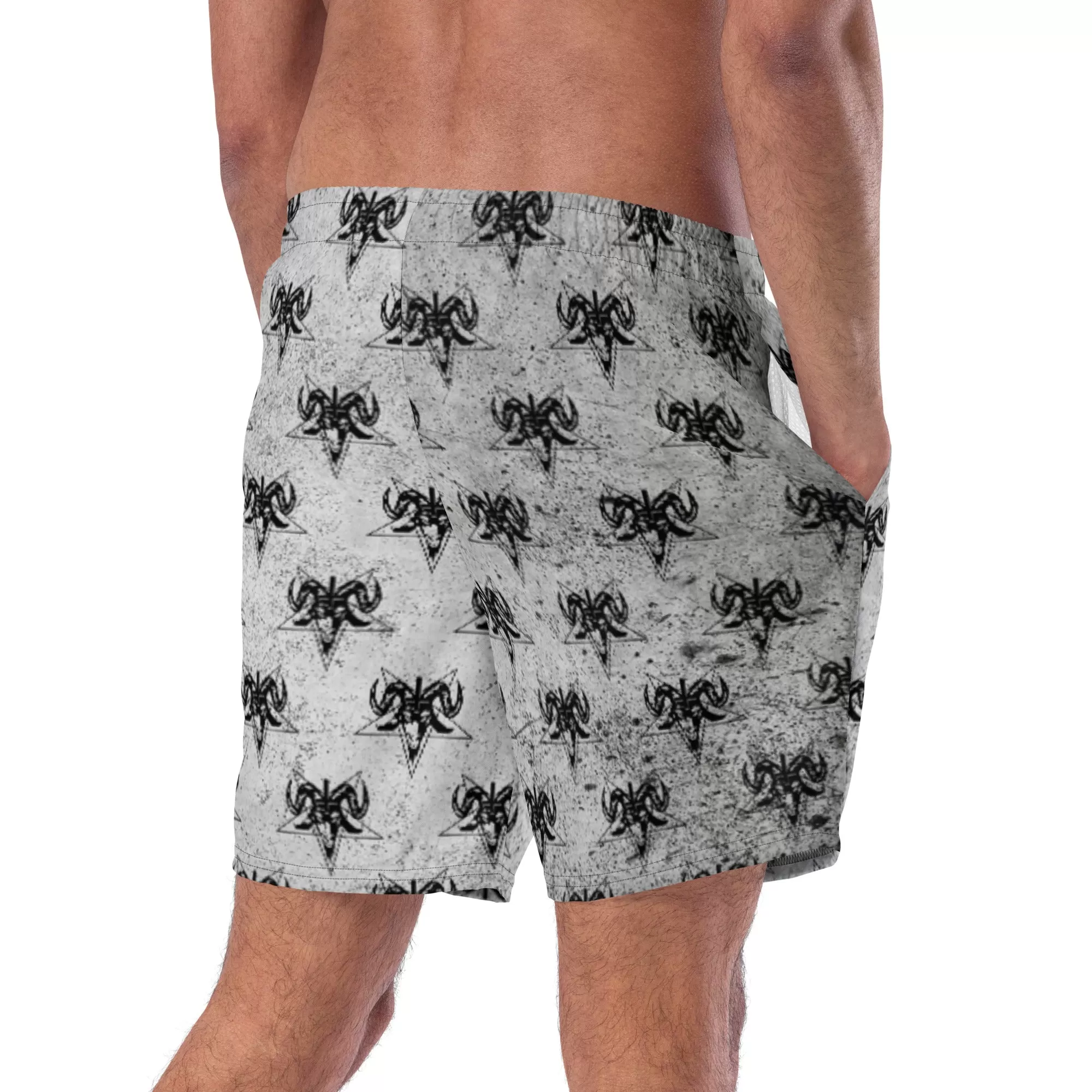 Mens Goth Swim Trunks / Best Swim Trunks For Men / Baphomet Swim Trunk / Eco Friendly