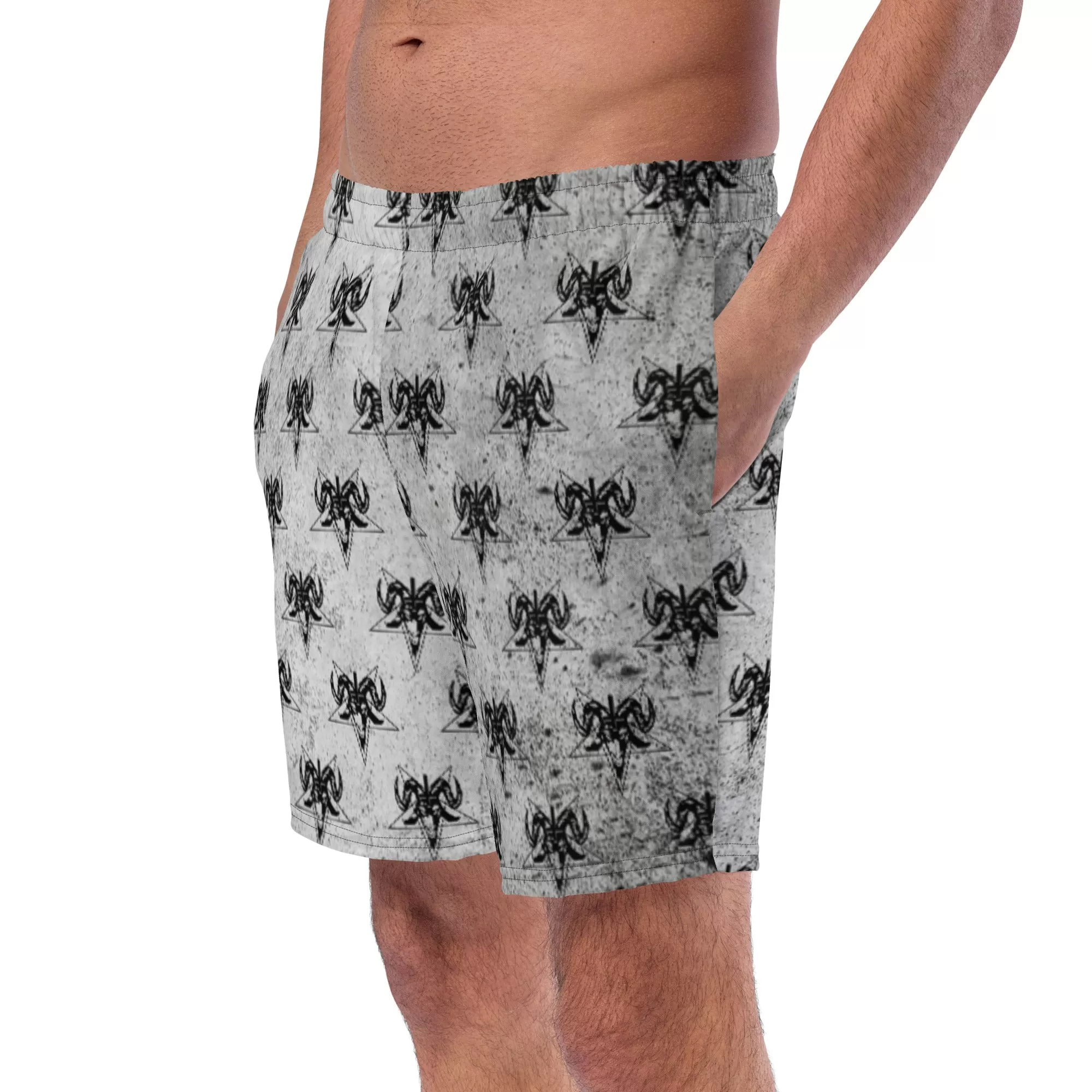 Mens Goth Swim Trunks / Best Swim Trunks For Men / Baphomet Swim Trunk / Eco Friendly