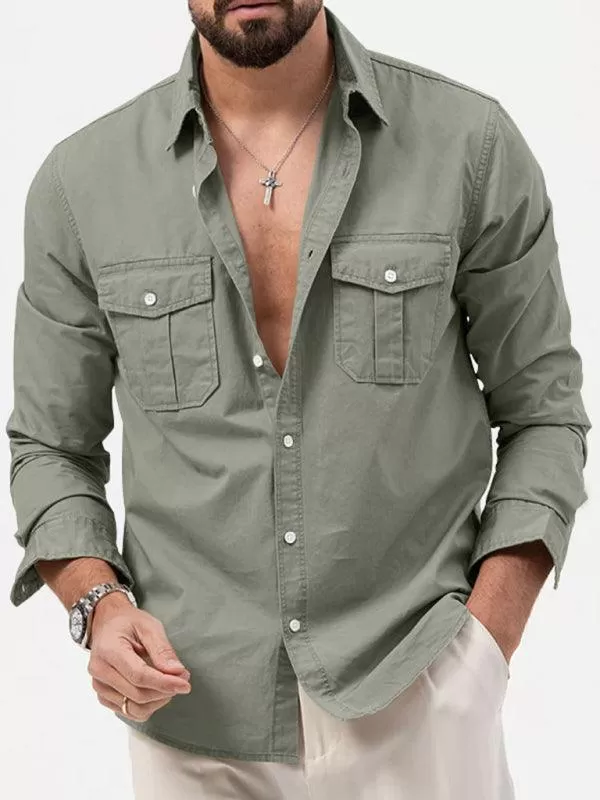 Multi-Pocket Men Casual Shirt