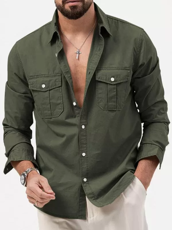 Multi-Pocket Men Casual Shirt