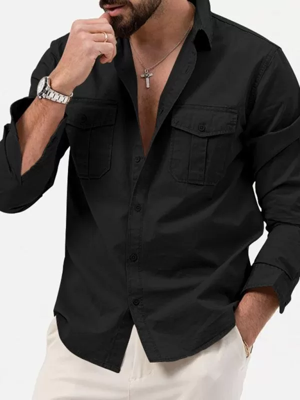 Multi-Pocket Men Casual Shirt