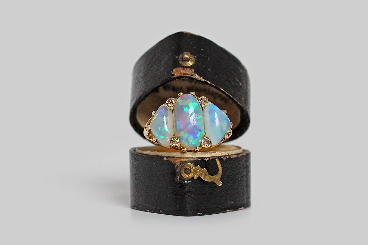 Naturalistic Art Nouveau Crystal Opal Ring