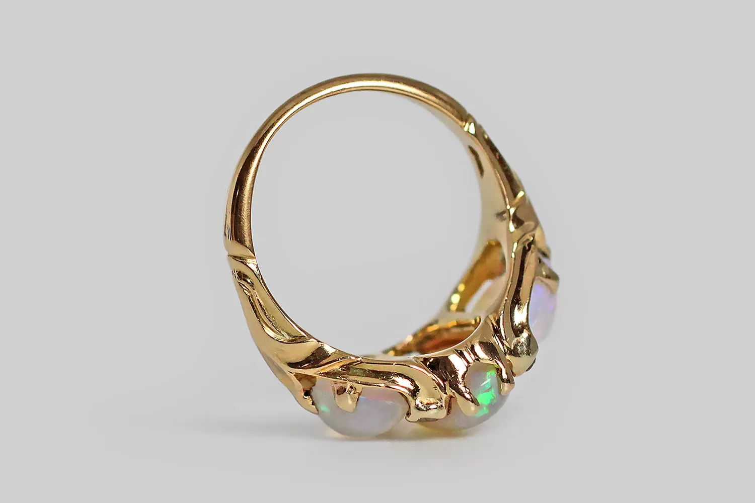 Naturalistic Art Nouveau Crystal Opal Ring