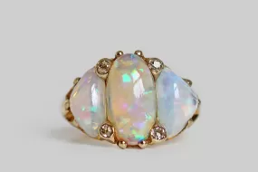 Naturalistic Art Nouveau Crystal Opal Ring