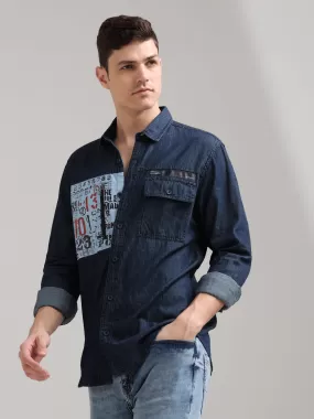 Navy Denim Double Pocket Shirt