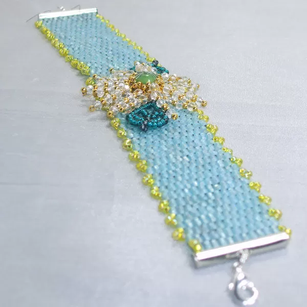 Odella, Peyote Stitch, Floral Accent, Beaded, Bracelet