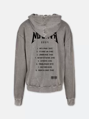 On Tour Acid Wash Black Print Hoodie (Asphalt Grey)