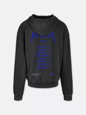 On Tour Acid Wash Blue Print Hoodie (Black)