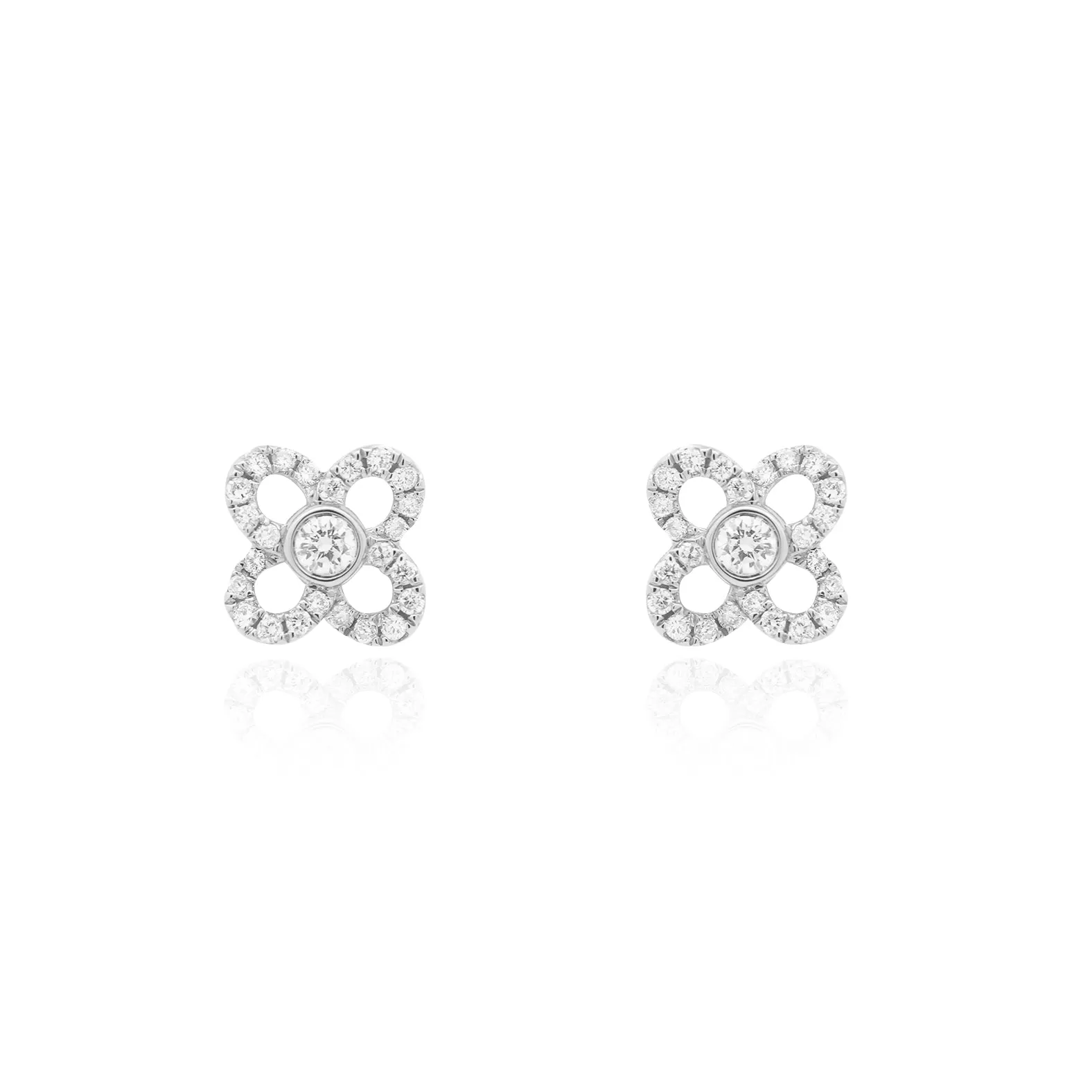 Open Diamond Flower Stud Earrings