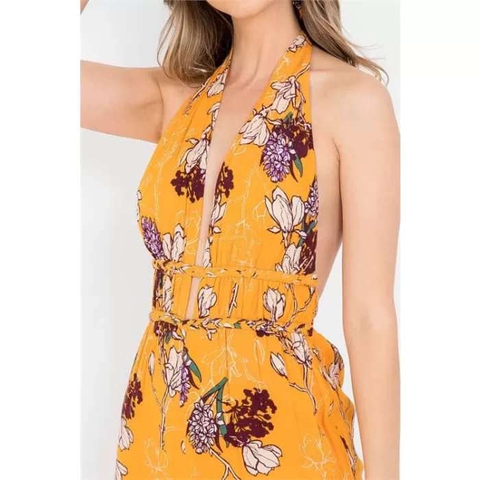 Orange Floral Jumpsuit