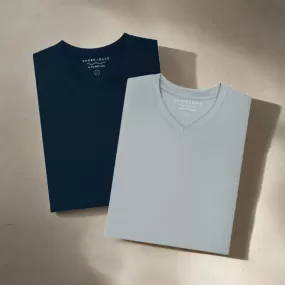 Pack of 2 Premium V Neck T-shirt (Cadet Blue & Glacier Gray)