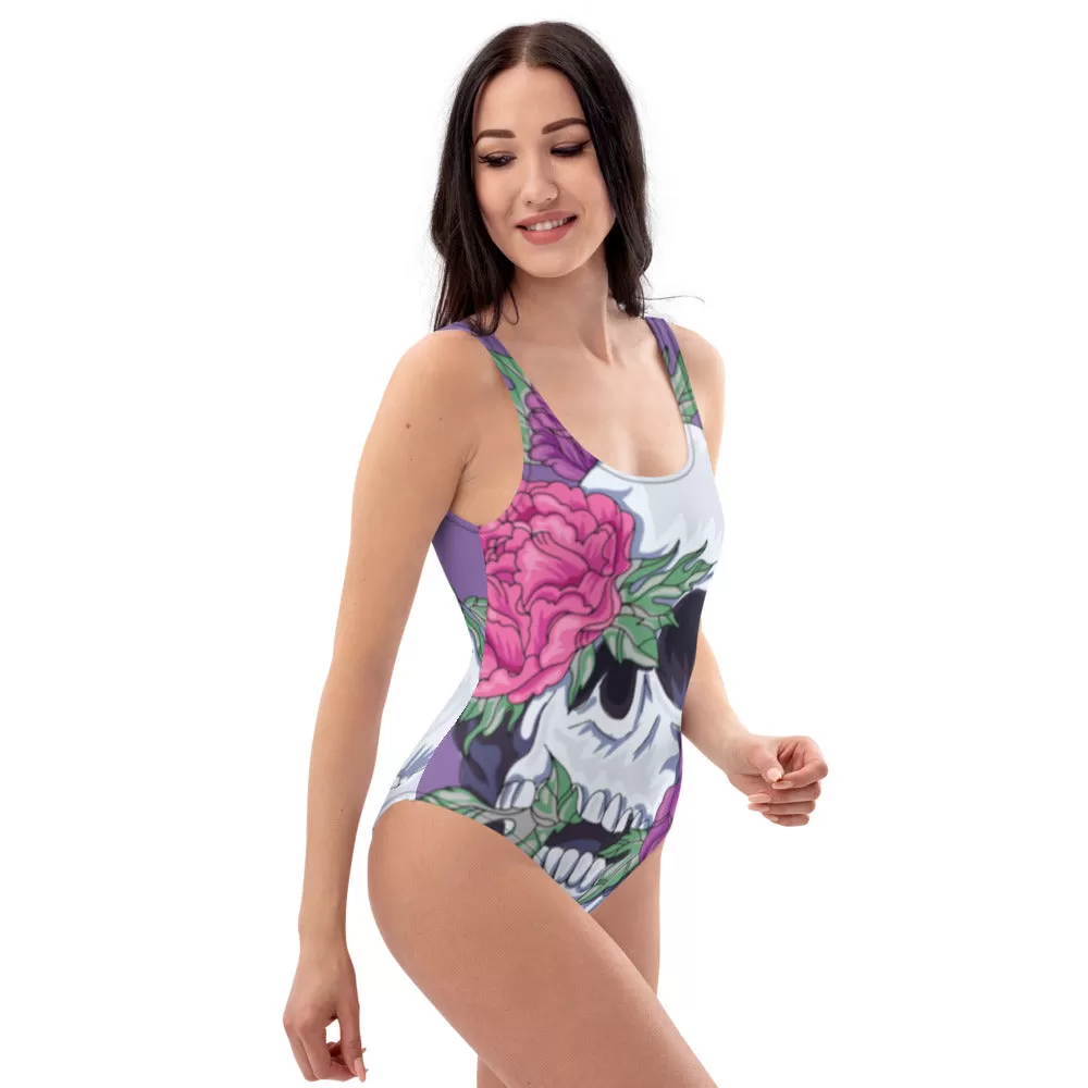 Pastel Soft Goth Outfit / Soft Goth One Piece Swimsuit / Skull Swimsuit