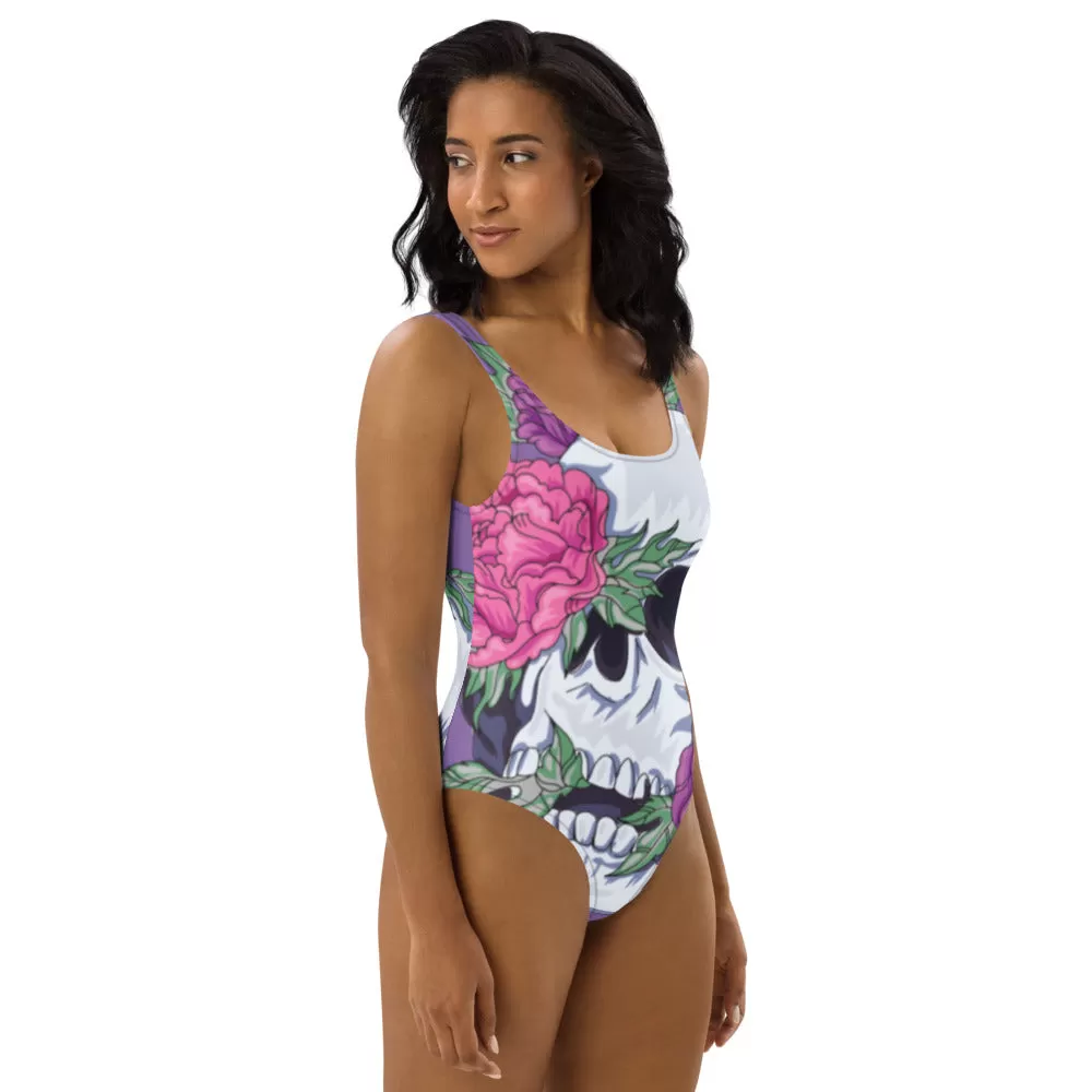 Pastel Soft Goth Outfit / Soft Goth One Piece Swimsuit / Skull Swimsuit