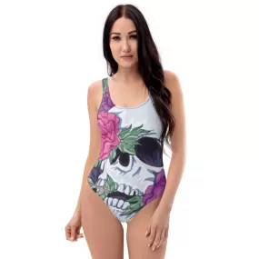 Pastel Soft Goth Outfit / Soft Goth One Piece Swimsuit / Skull Swimsuit