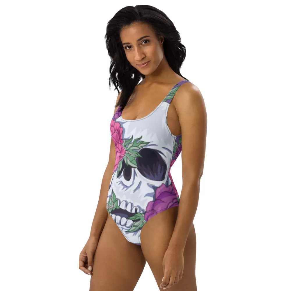 Pastel Soft Goth Outfit / Soft Goth One Piece Swimsuit / Skull Swimsuit