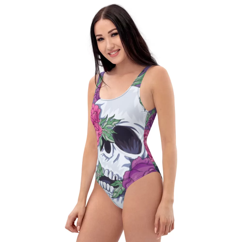 Pastel Soft Goth Outfit / Soft Goth One Piece Swimsuit / Skull Swimsuit