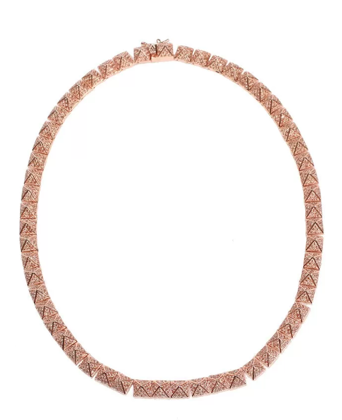 Pave Pyramid Necklace, Rose Gold