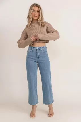 Phoenix Mocha Ribbed Crop Sweater - Final Sale