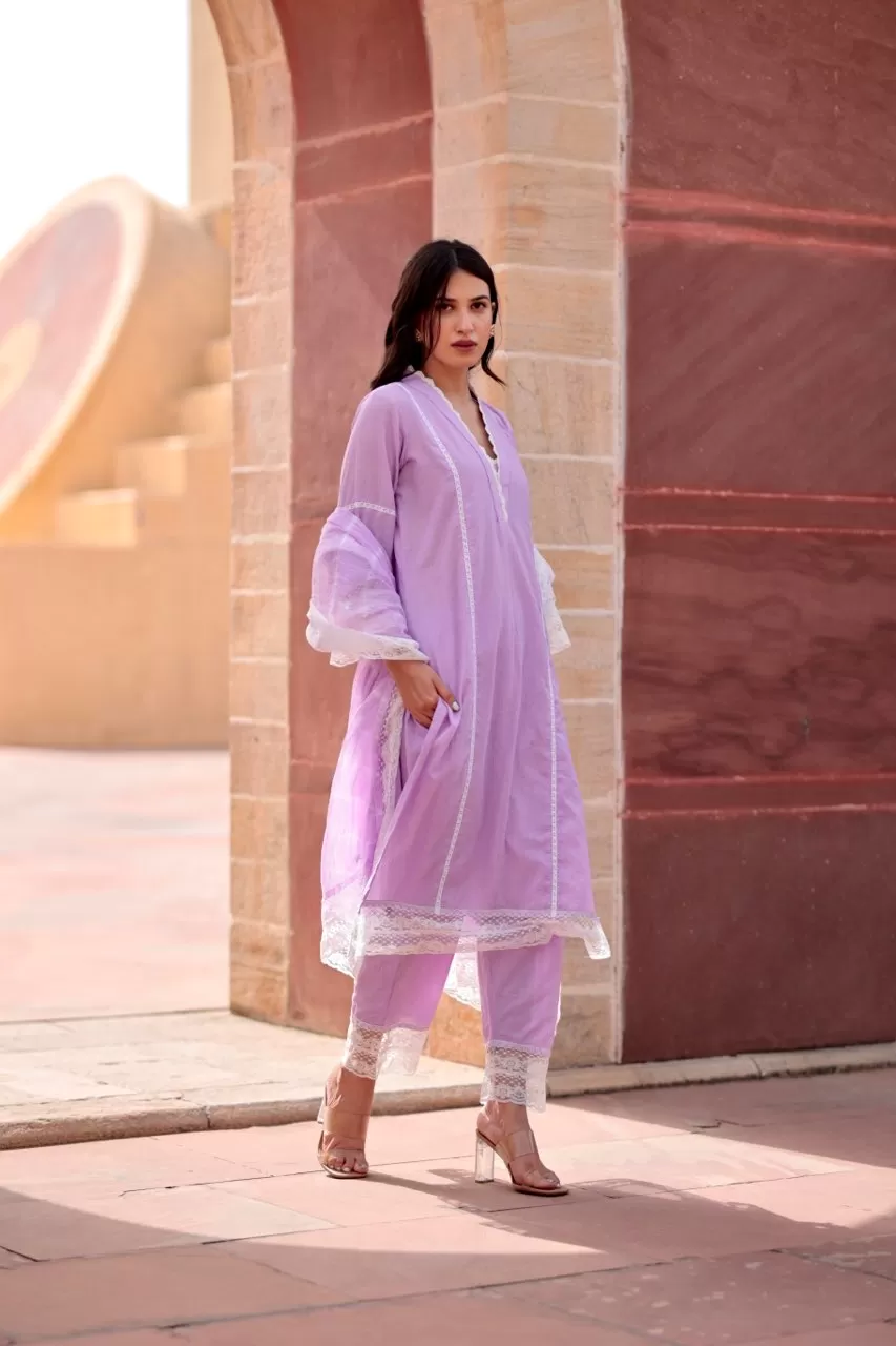 Piyu purple cotton straight set