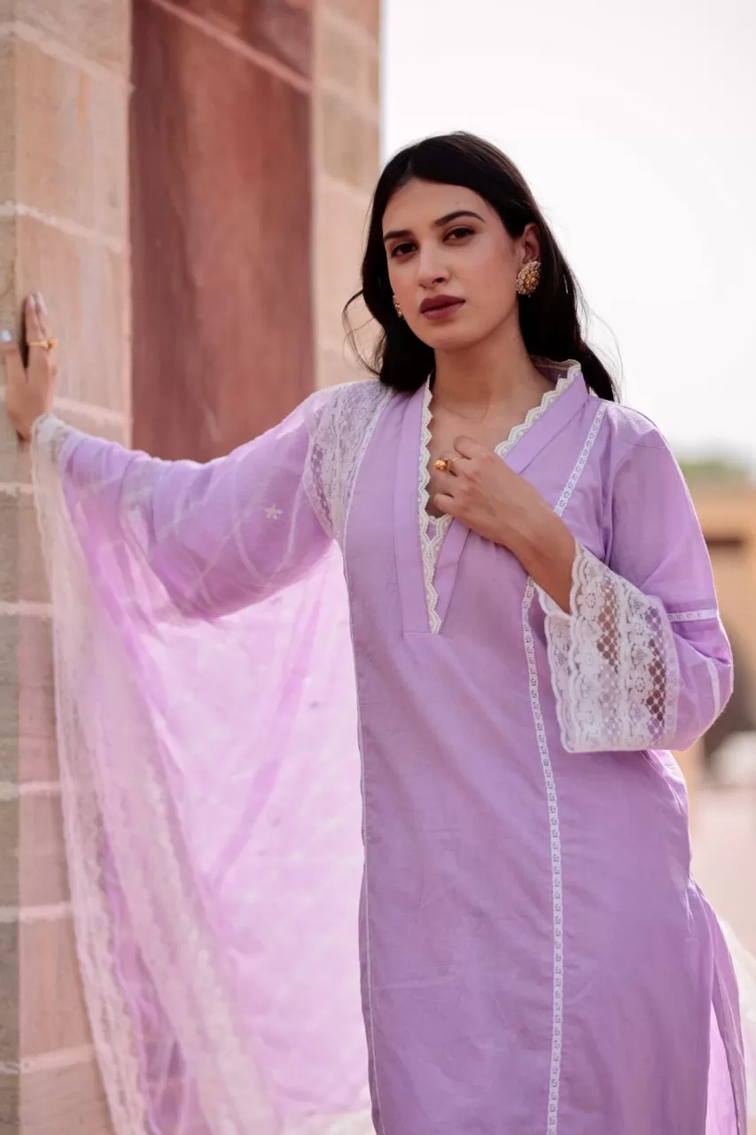 Piyu purple cotton straight set