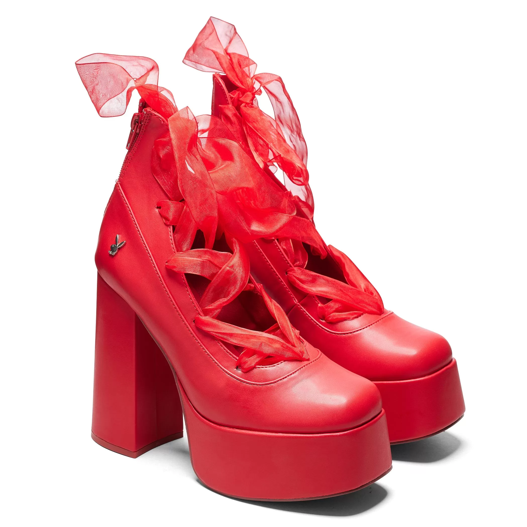 Playboy Infidelity Red Lace Up Heels