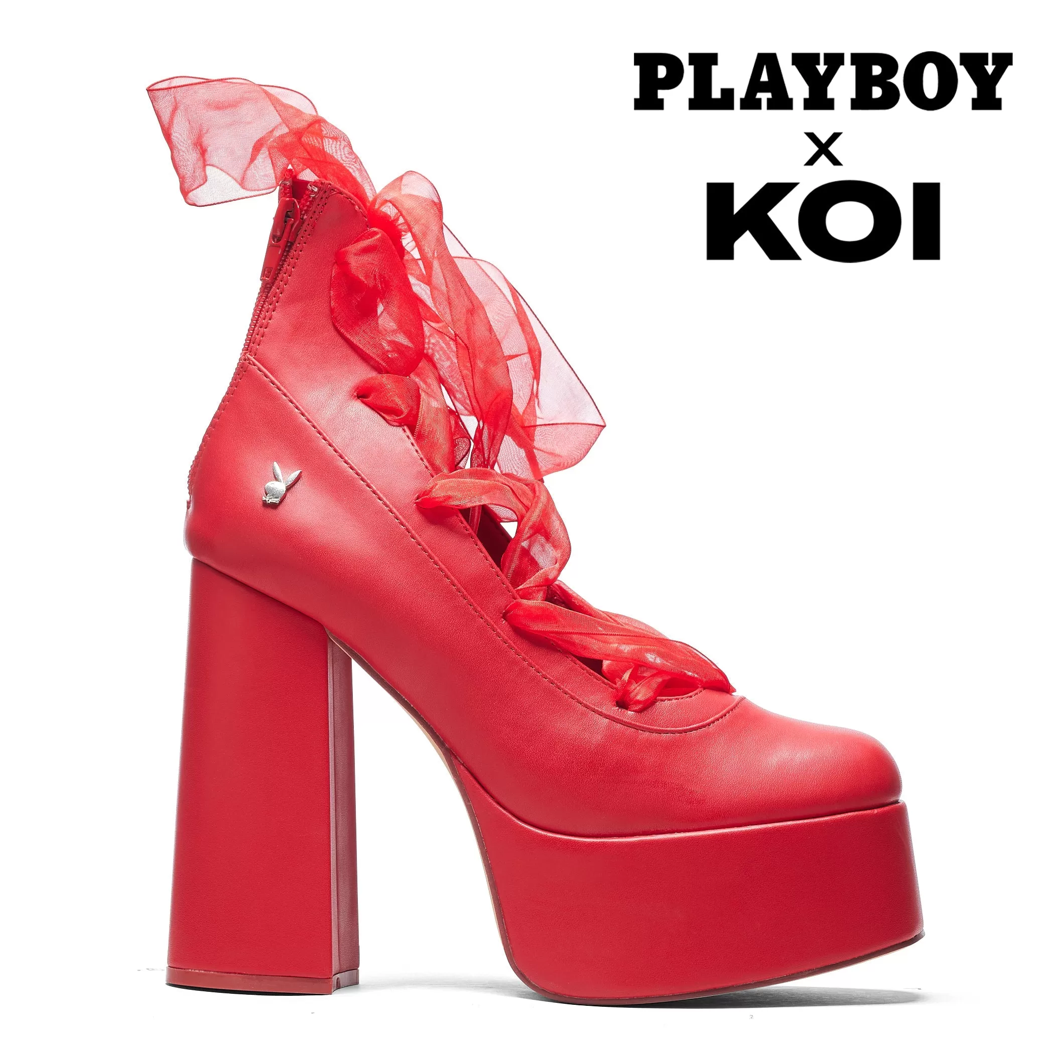 Playboy Infidelity Red Lace Up Heels