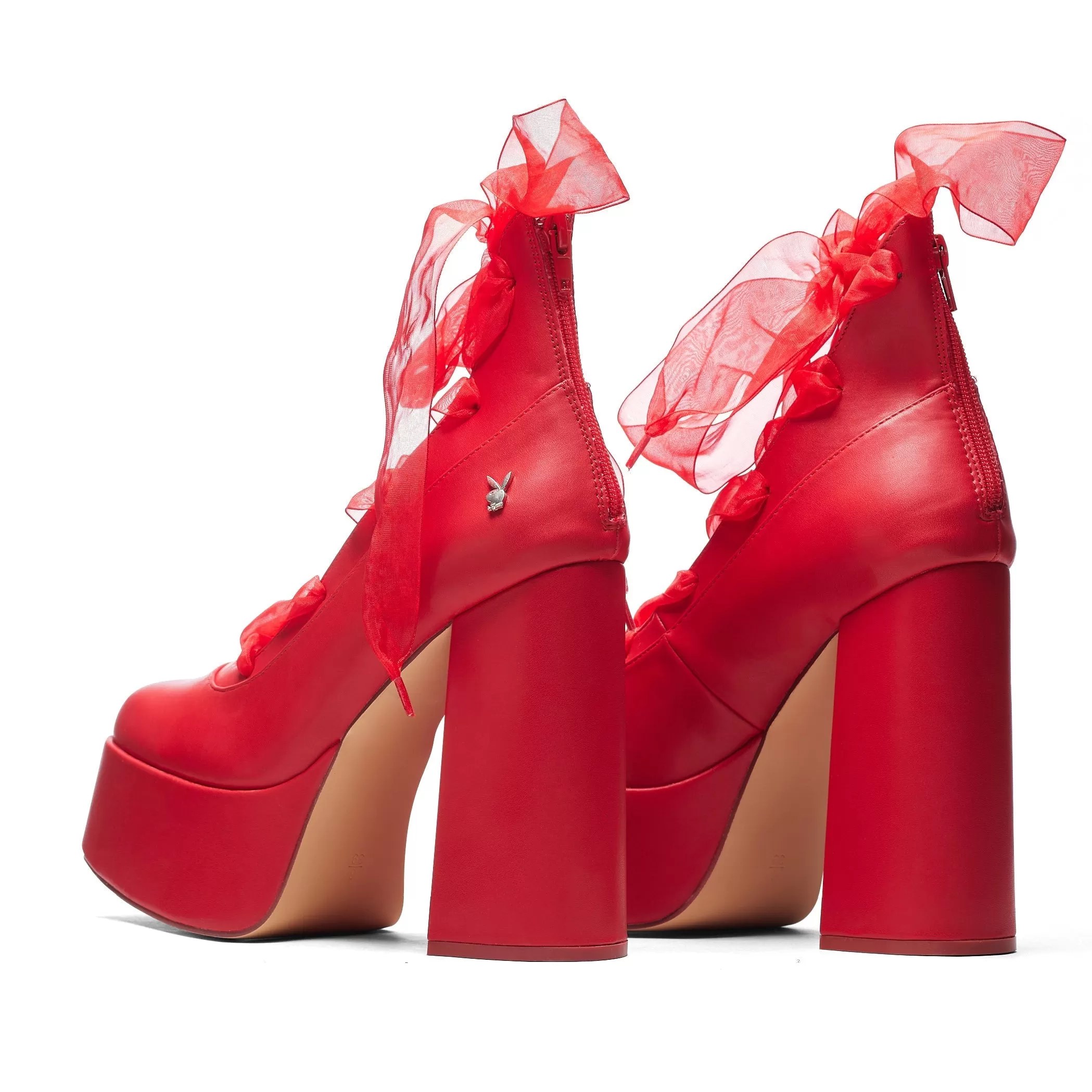 Playboy Infidelity Red Lace Up Heels