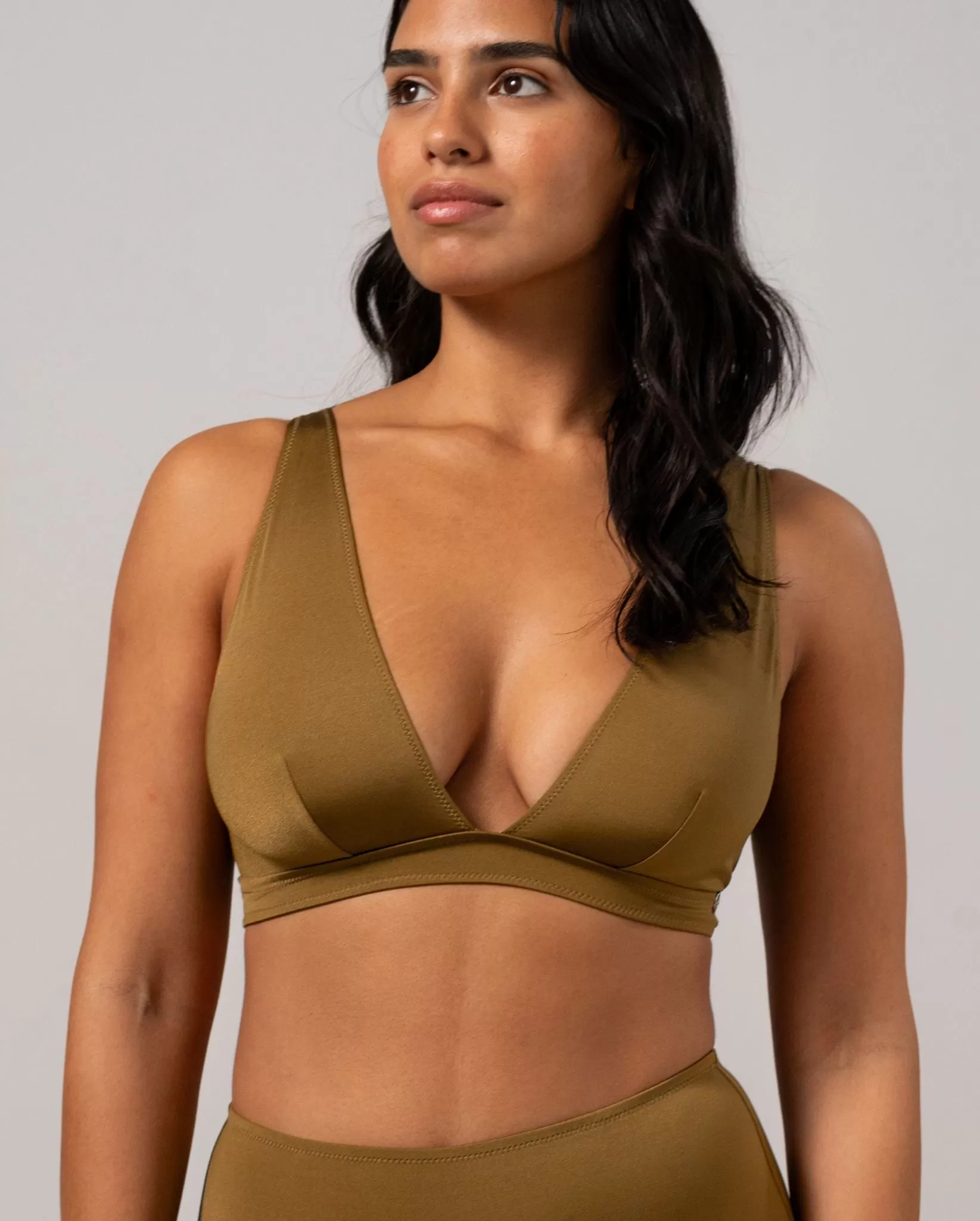 Plunge Bikini Top Olive